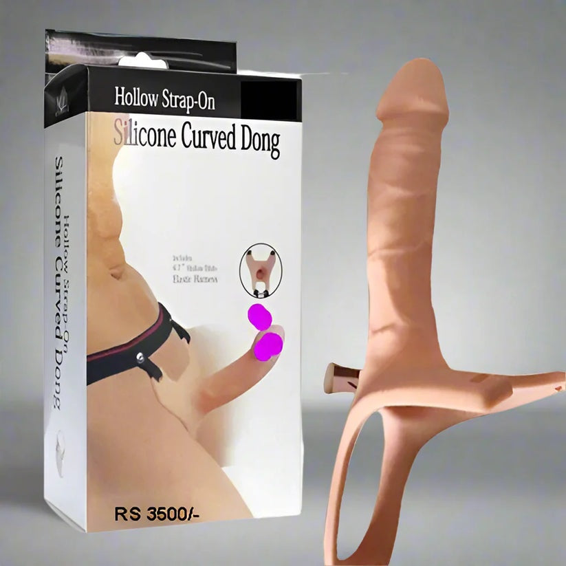 Silicone Curved Hollow Strap-On Condom