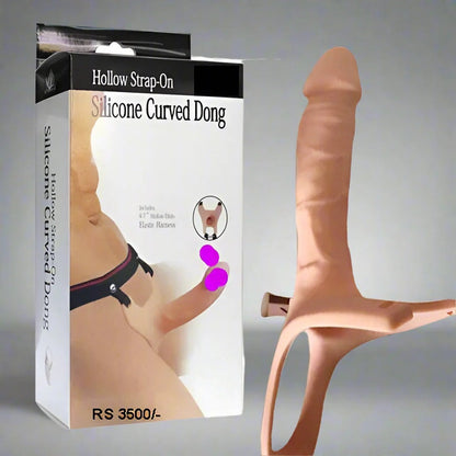 Silicone Curved Hollow Strap-On Condom