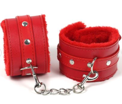 Adjustable Plush Faux Fur Wrist Cuffs – Soft Role-Play Accessory with Ribbon Tie for Couples